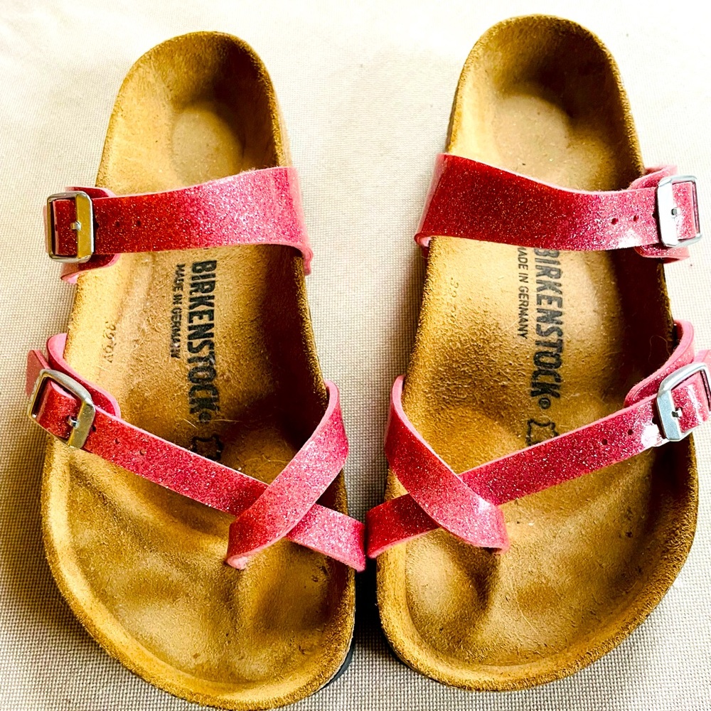 Pink glitter Myari Birkenstocks 38